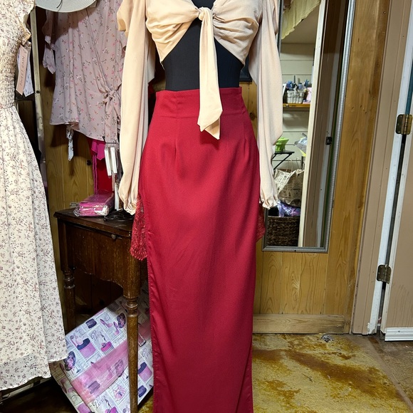 Cream Tie Front Crop Long Sleeve NWT - Picture 8 of 10